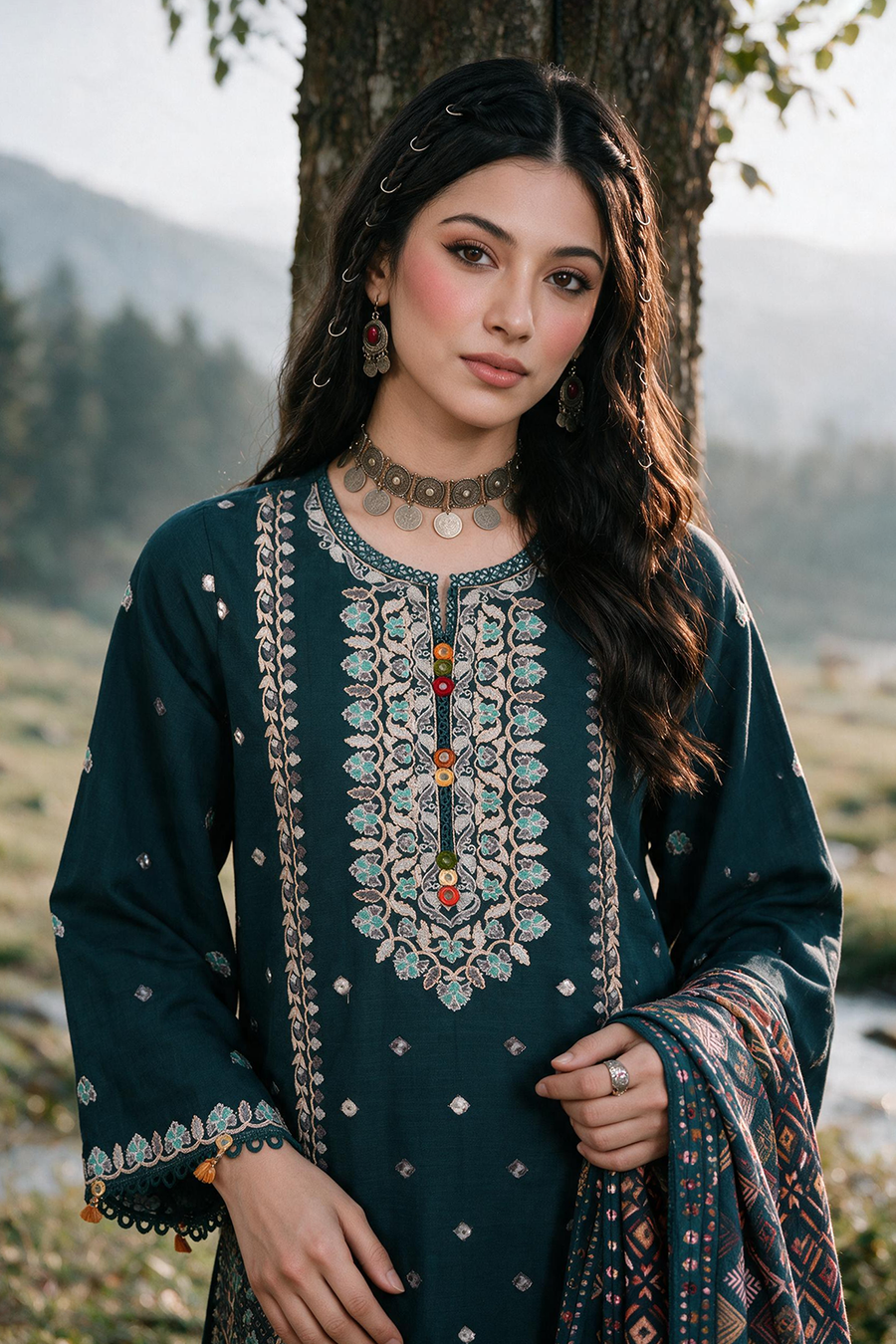 Zellbury Embroidered Khaddar Unstitched 3Pc Suit WUWQ1E30335