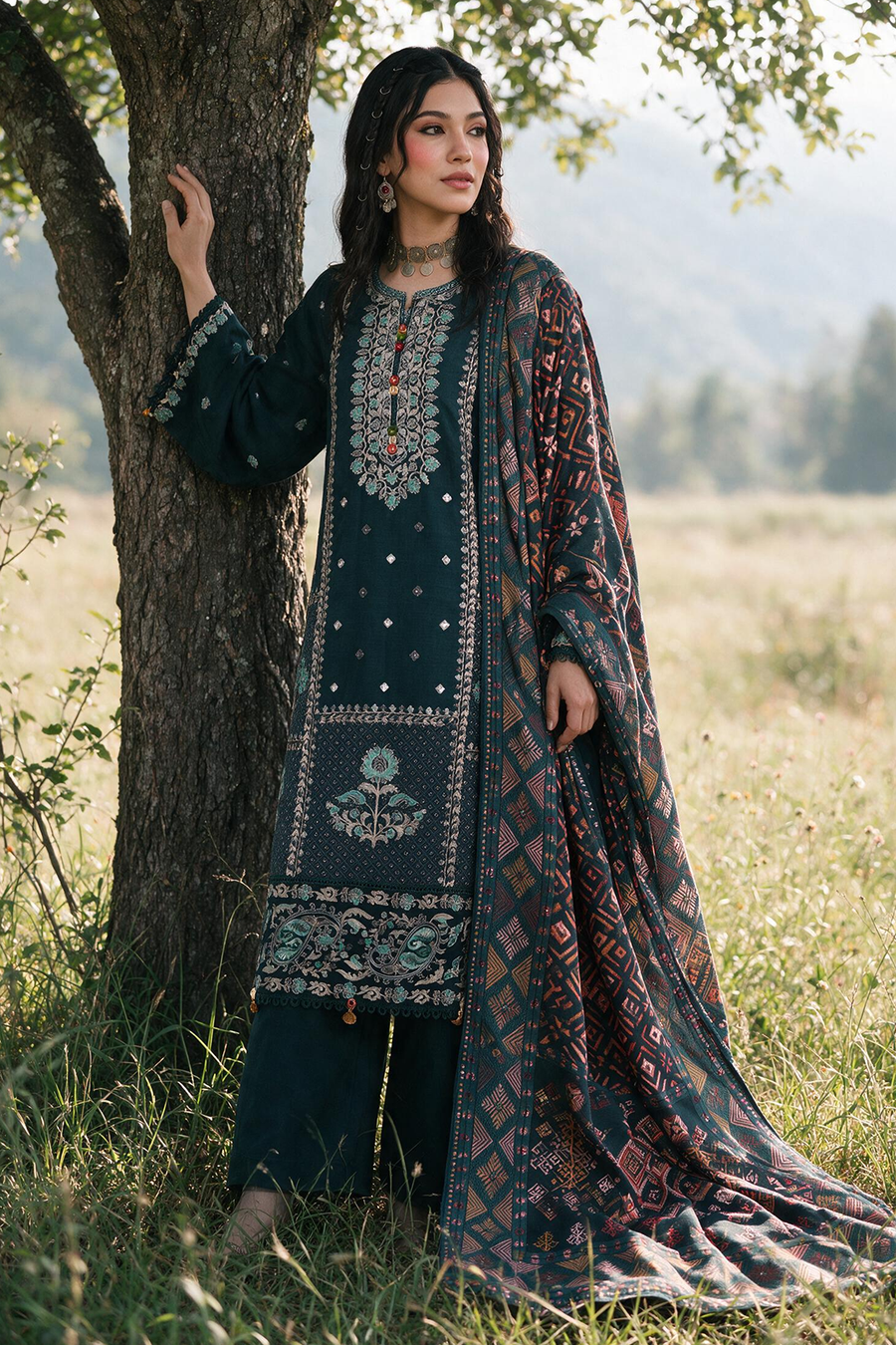 Zellbury Embroidered Khaddar Unstitched 3Pc Suit WUWQ1E30335