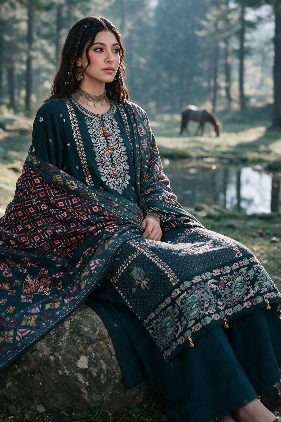 Zellbury Embroidered Khaddar Unstitched 3Pc Suit WUWQ1E30335