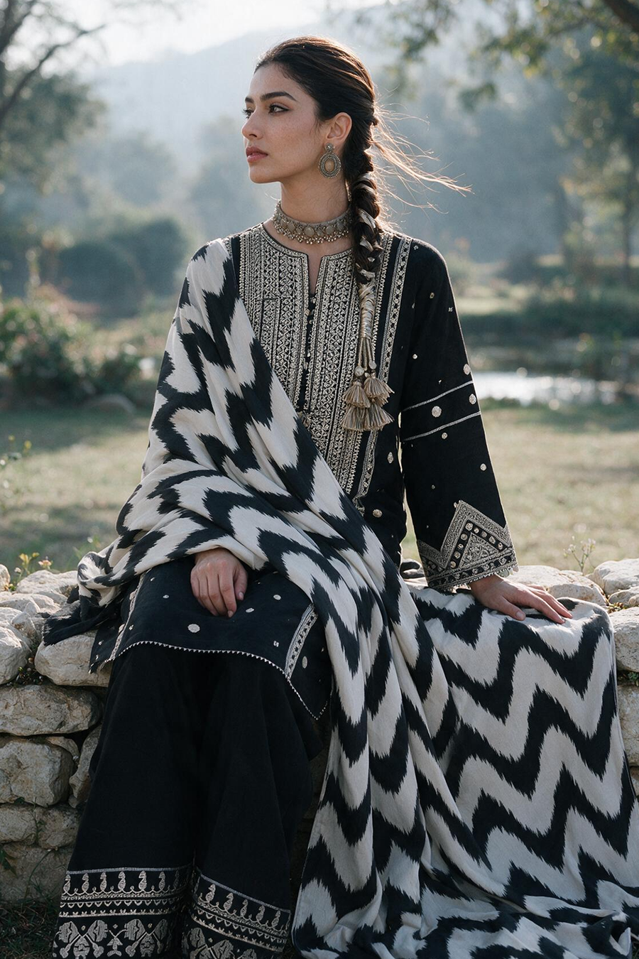 Zellbury Embroidered Khaddar Unstitched 3Pc Suit WUWQ1E30336