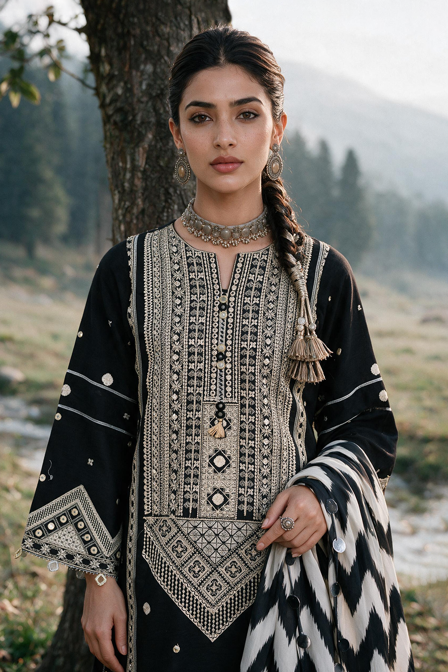 Zellbury Embroidered Khaddar Unstitched 3Pc Suit WUWQ1E30336