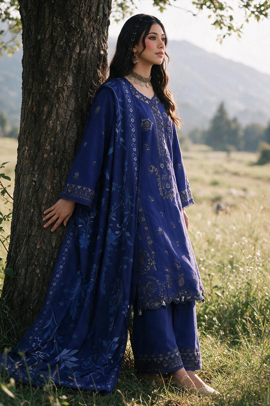 Zellbury Embroidered Khaddar Unstitched 3Pc Suit WUWQ1E30337