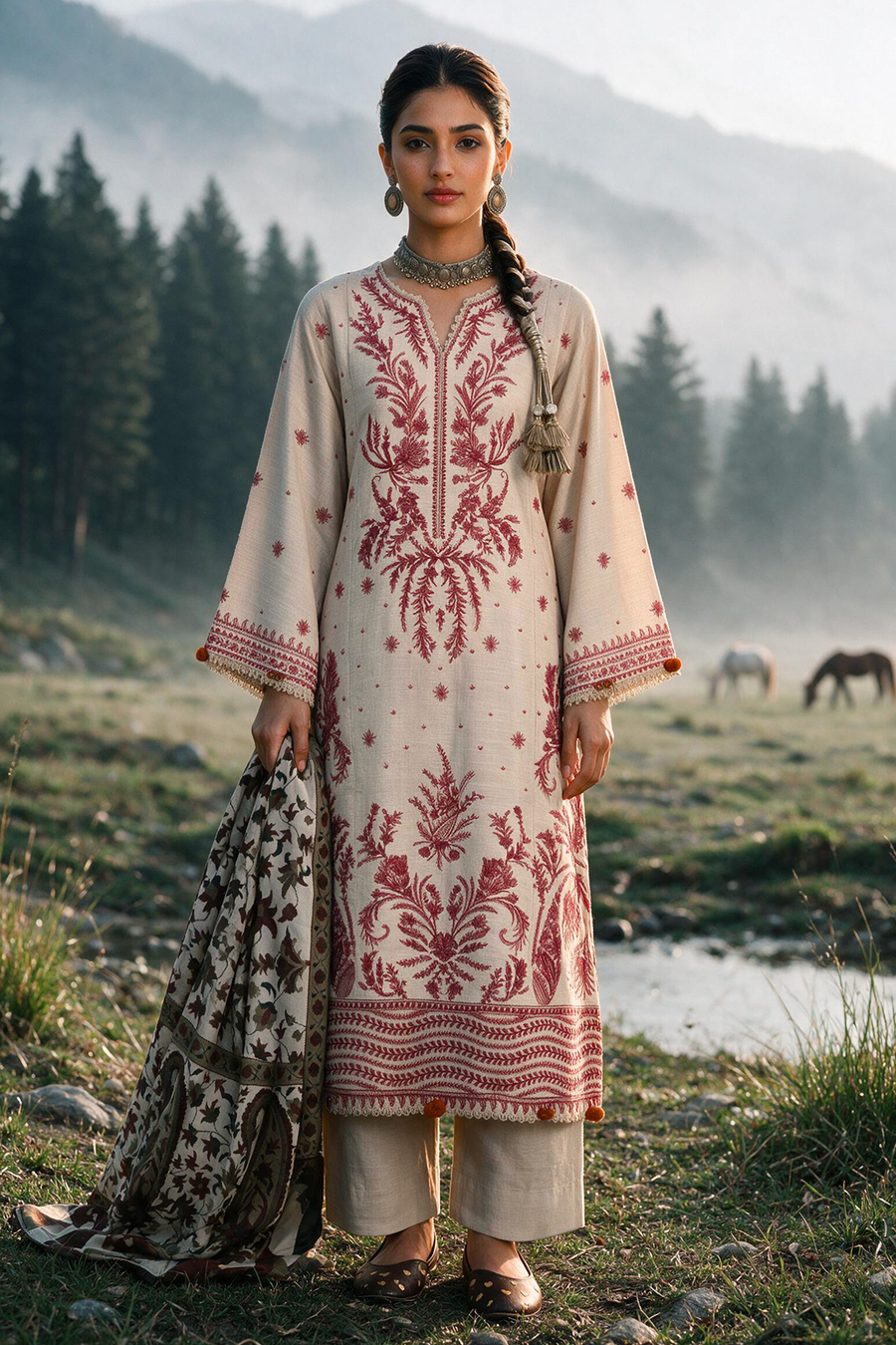 Zellbury Embroidered Khaddar Unstitched 3Pc Suit WUWQ1E30338