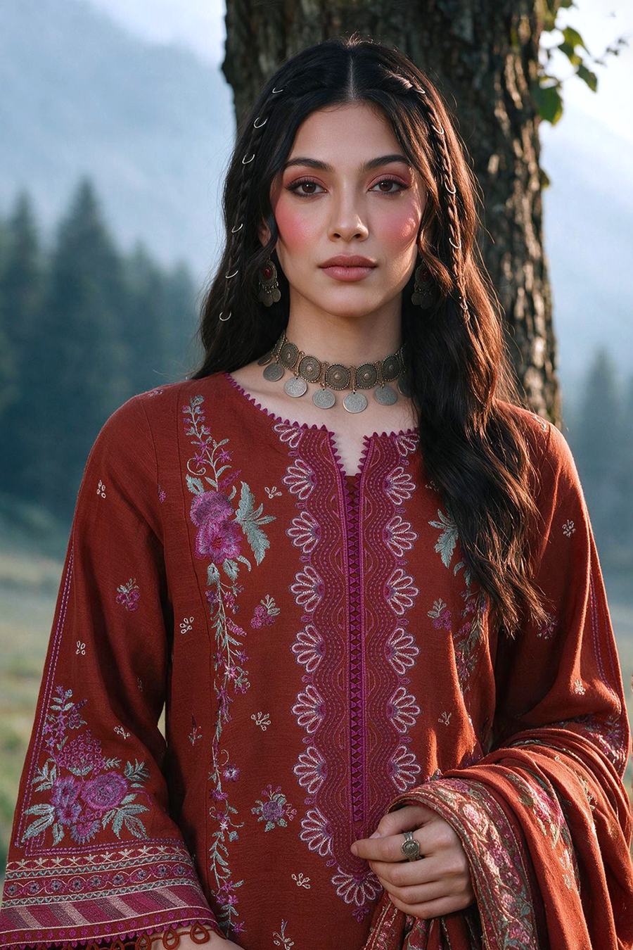 Zellbury Embroidered Khaddar Unstitched 3Pc Suit WUWQ1E30339