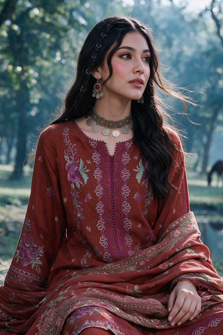 Zellbury Embroidered Khaddar Unstitched 3Pc Suit WUWQ1E30339