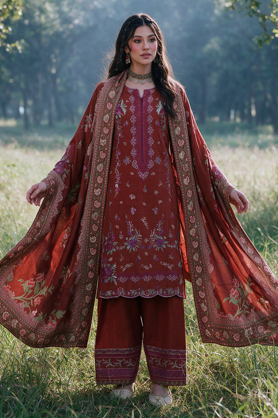Zellbury Embroidered Khaddar Unstitched 3Pc Suit WUWQ1E30339