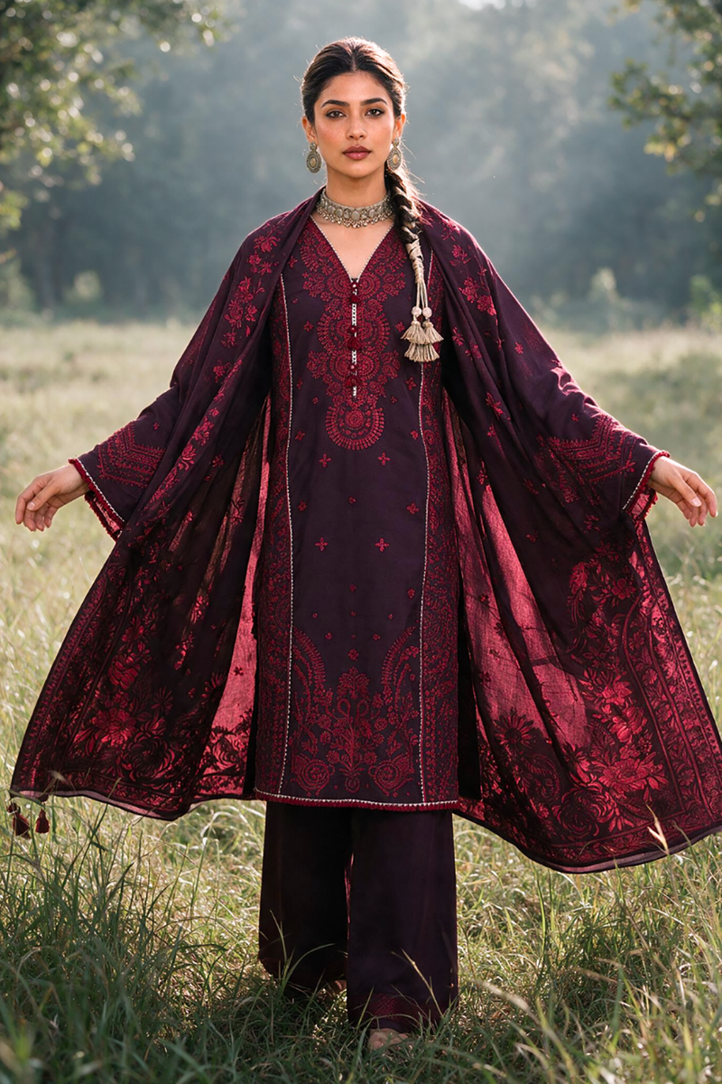 Zellbury Embroidered Khaddar Unstitched 3Pc Suit WUWQIE30340