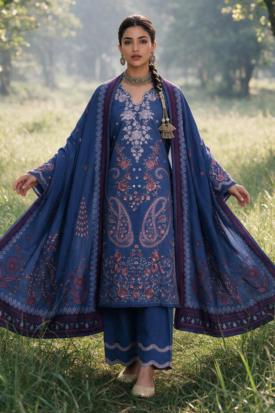 Zellbury Embroidered Khaddar Unstitched 3Pc Suit WUWQ1E30341