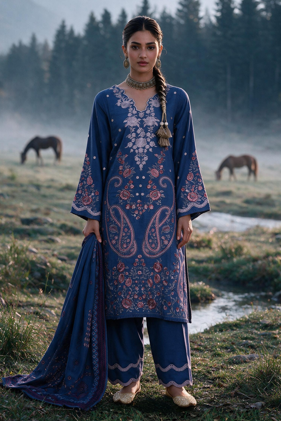 Zellbury Embroidered Khaddar Unstitched 3Pc Suit WUWQ1E30341