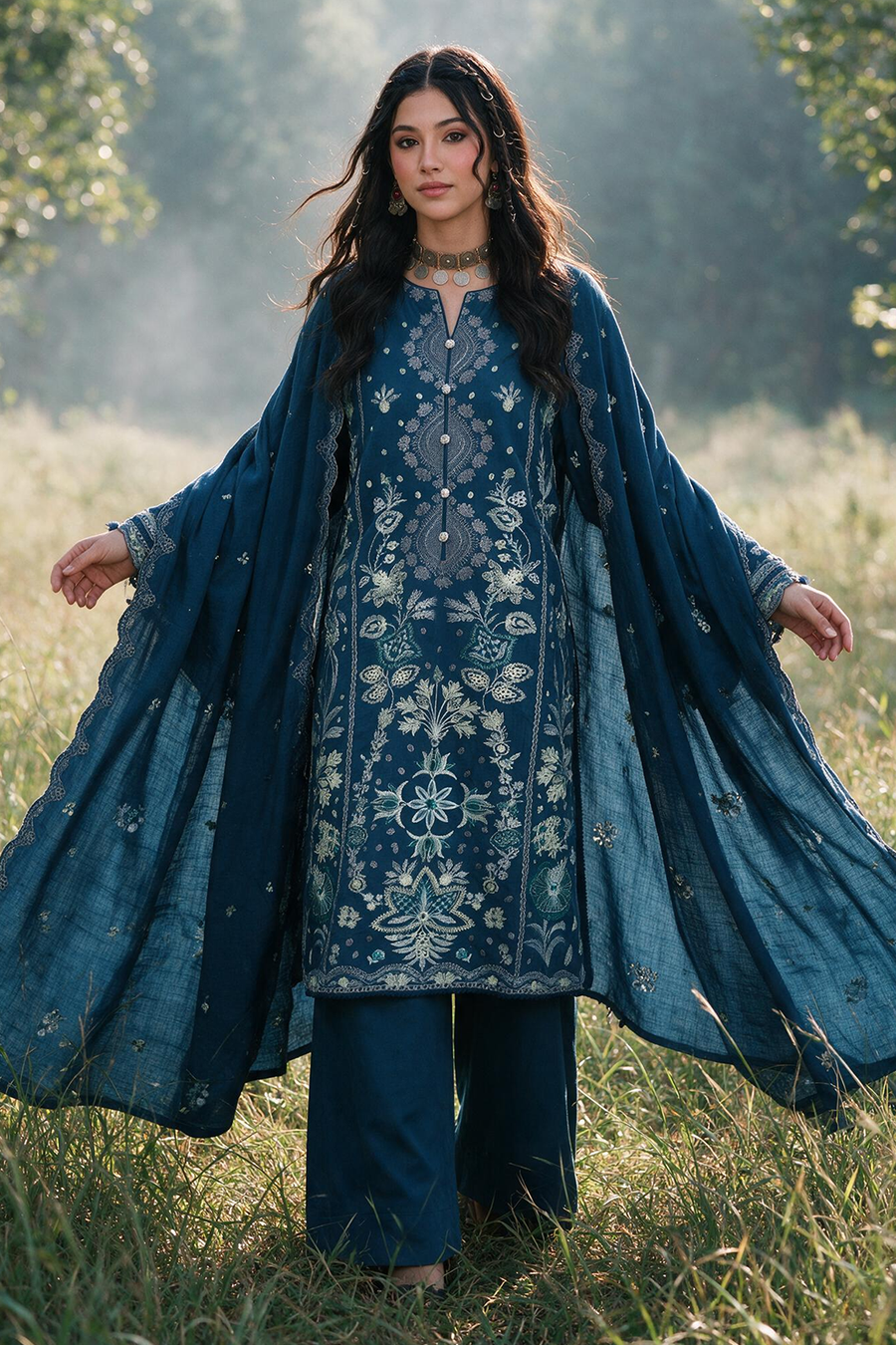 Zellbury Embroidered Khaddar Unstitched 3Pc Suit WUWQ1E30345