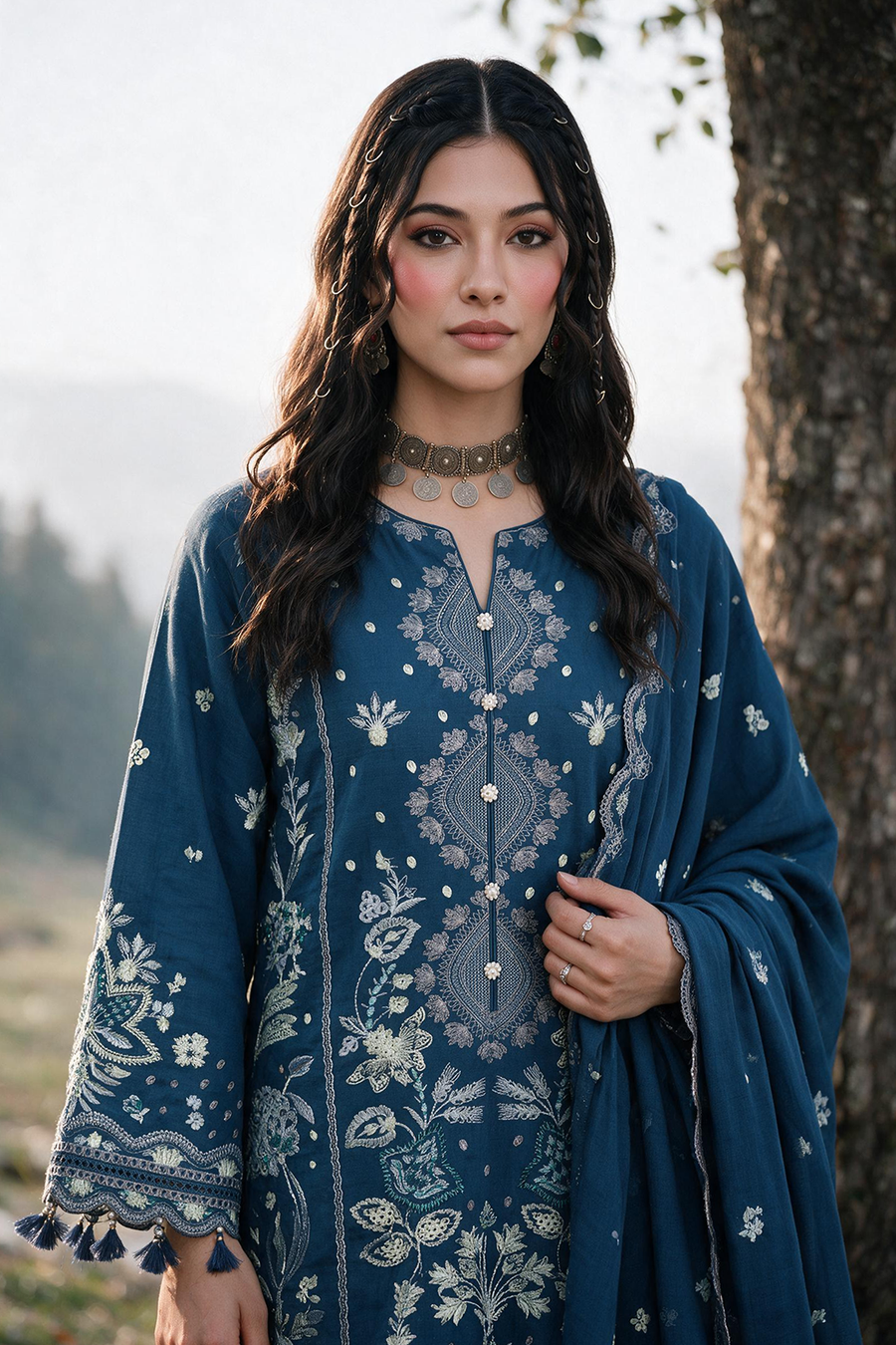 Zellbury Embroidered Khaddar Unstitched 3Pc Suit WUWQ1E30345