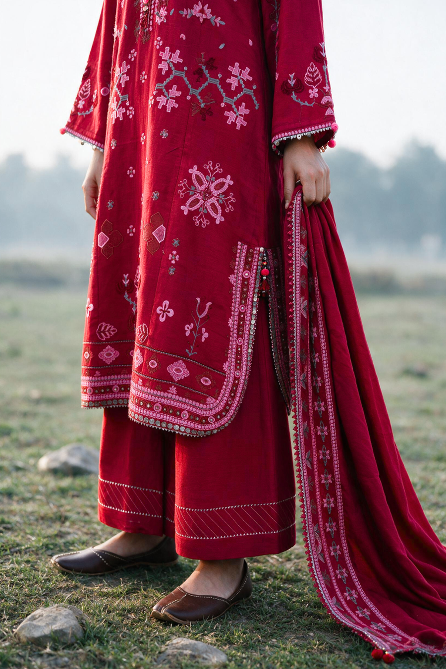 Zellbury Embroidered Khaddar Unstitched 3Pc Suit WUWQ1E30347