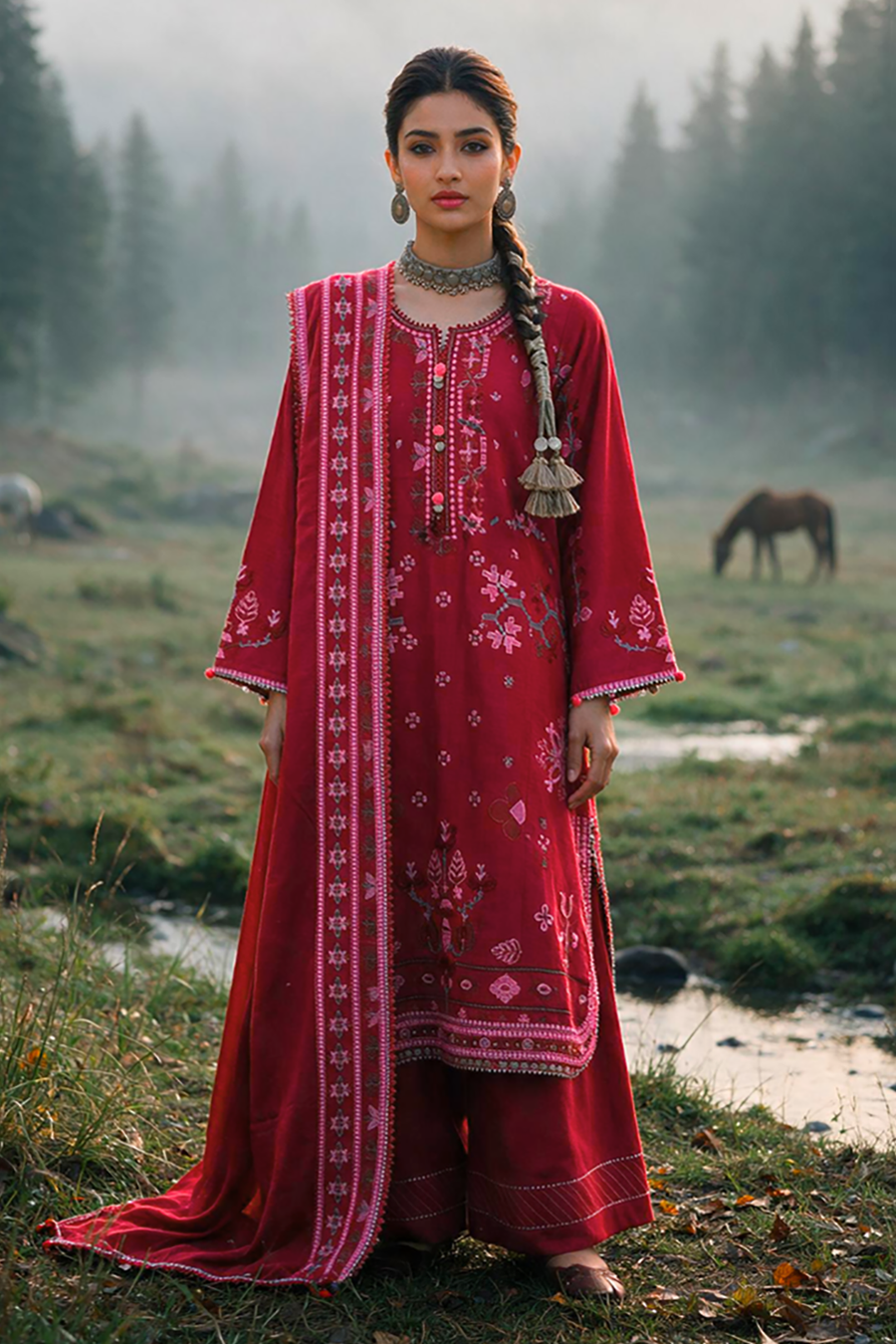 Zellbury Embroidered Khaddar Unstitched 3Pc Suit WUWQ1E30347