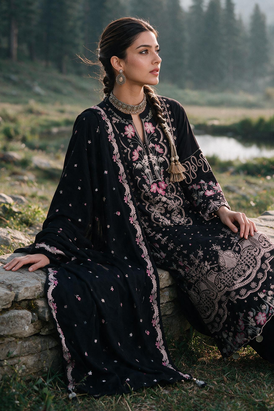 Zellbury Embroidered Khaddar Unstitched 3Pc Suit WUWQ1E30348