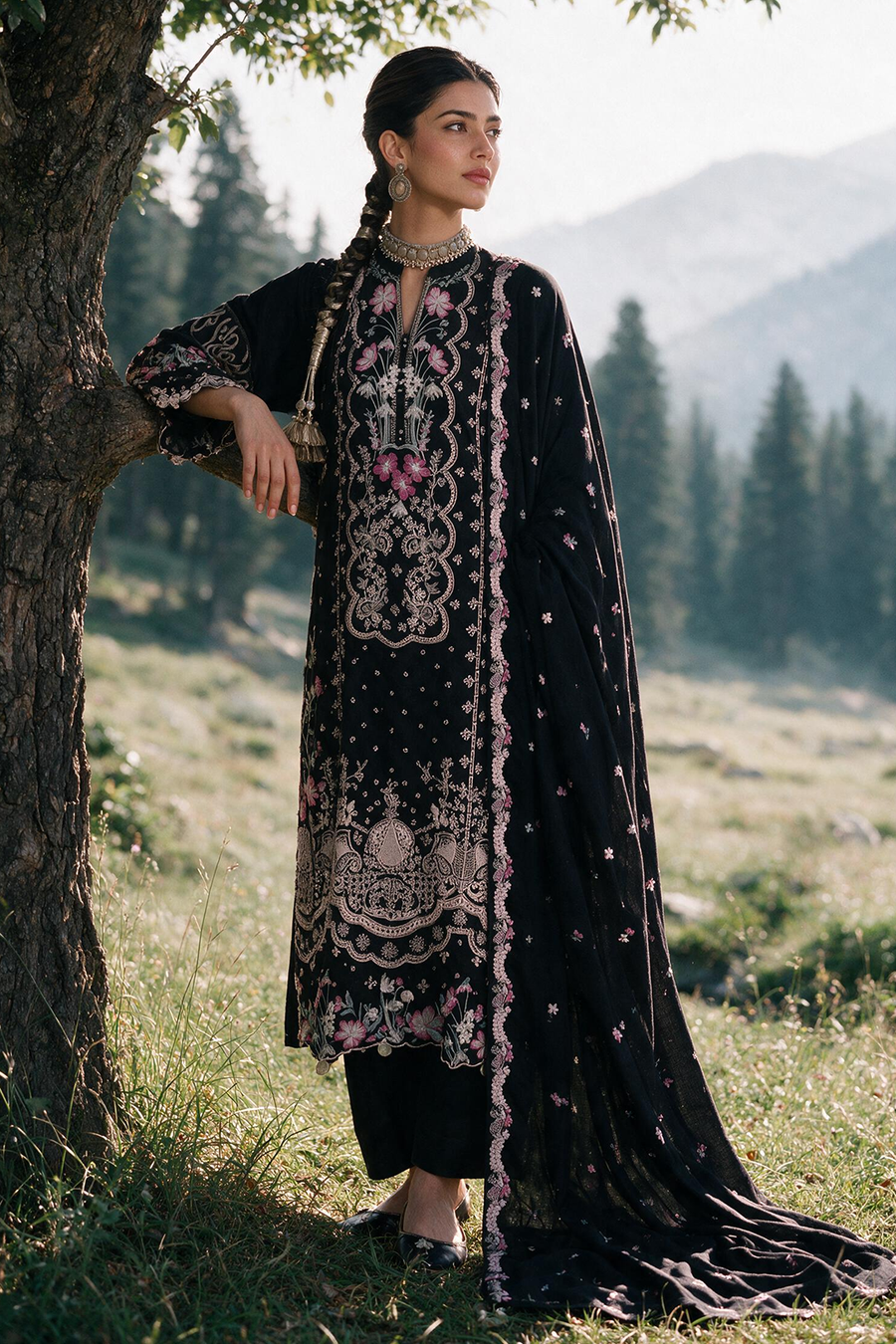 Zellbury Embroidered Khaddar Unstitched 3Pc Suit WUWQ1E30348