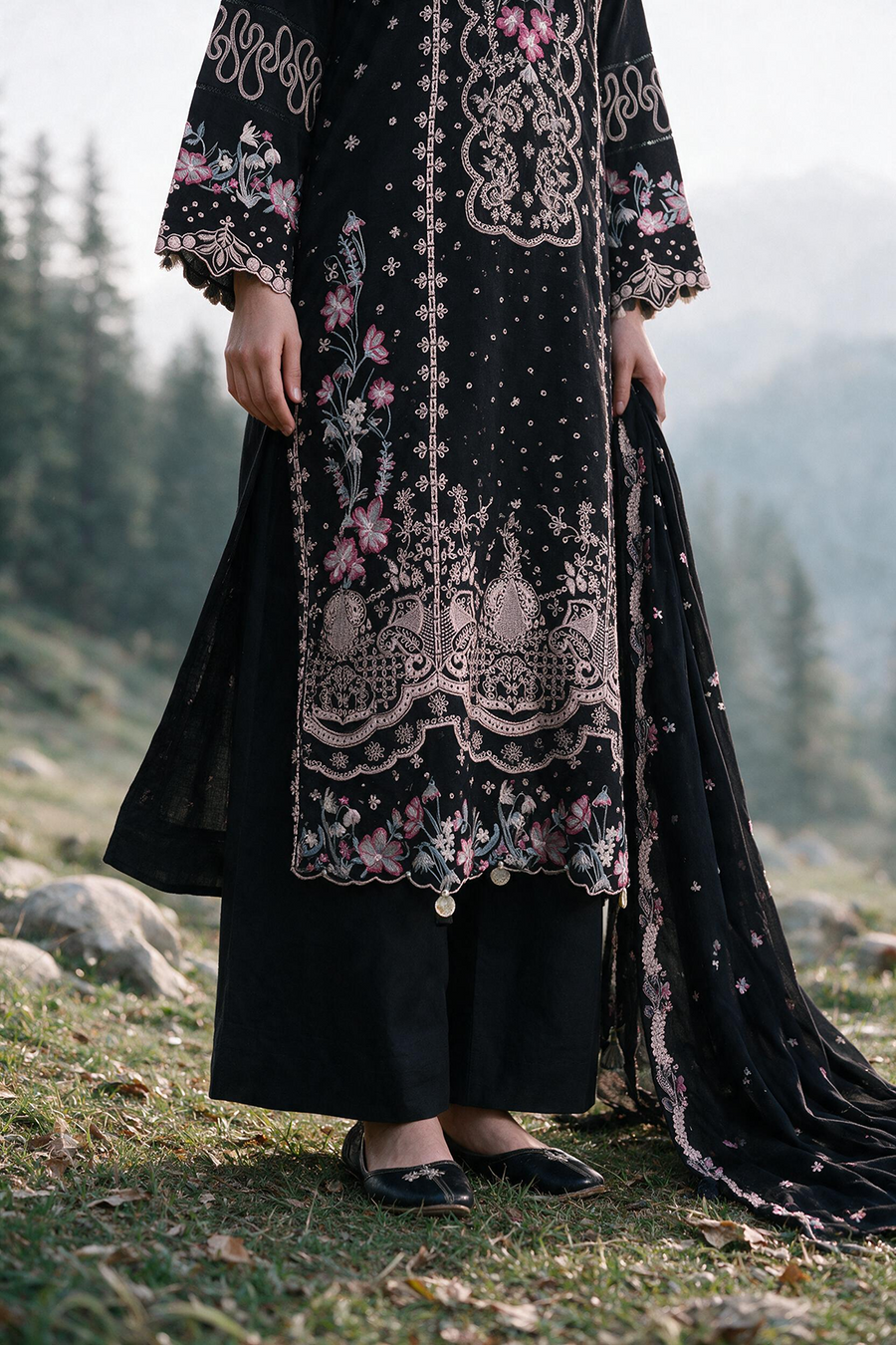 Zellbury Embroidered Khaddar Unstitched 3Pc Suit WUWQ1E30348