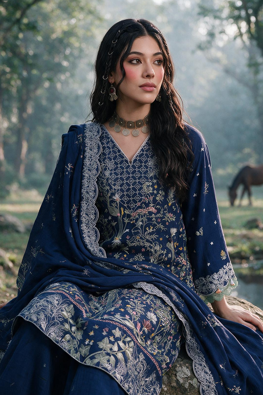 Zellbury Embroidered Khaddar Unstitched 3Pc Suit WUWQ1E30350
