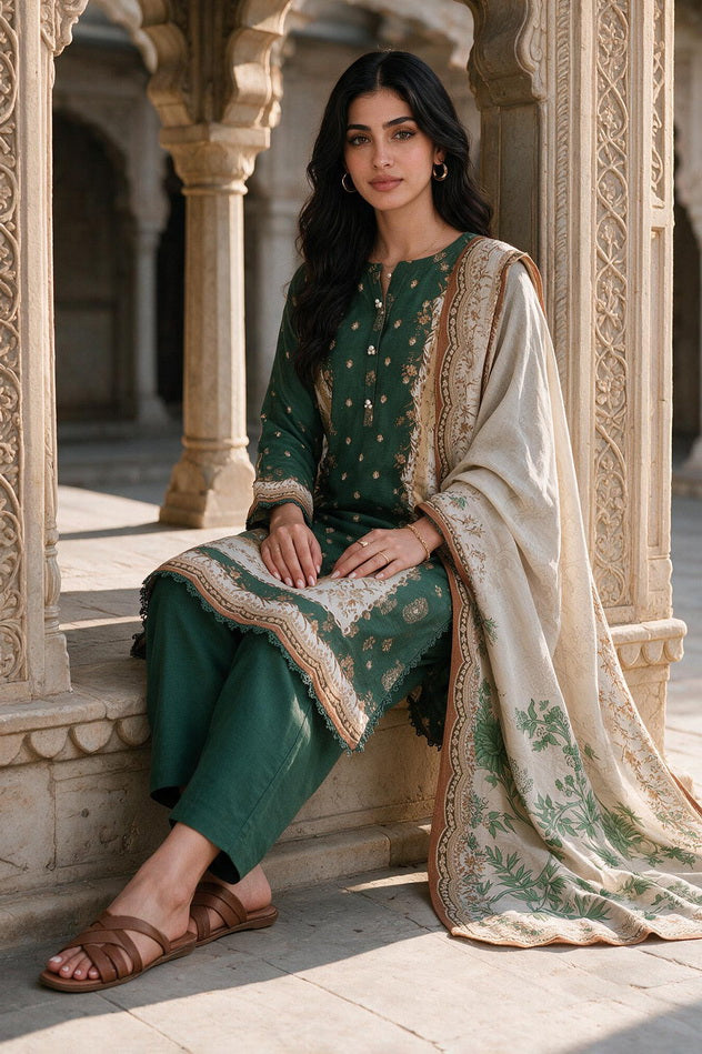 Zellbury Printed Khaddar Unstitched 3Pc Suit WUWQ1X30112