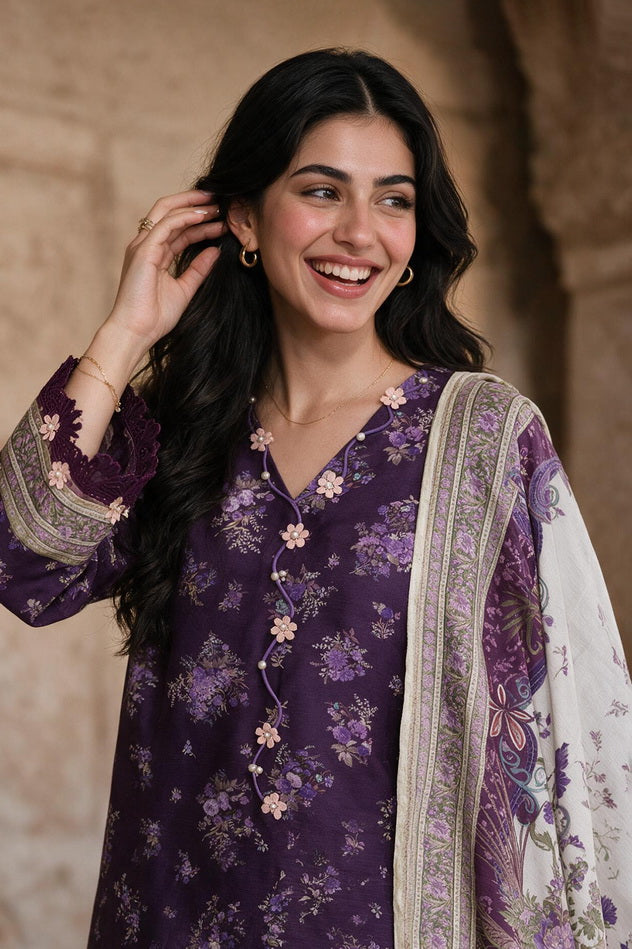 Zellbury Printed Khaddar Unstitched 3Pc Suit WUWQ1X30113