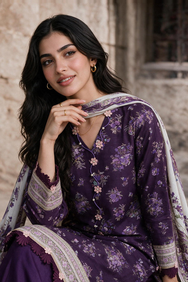 Zellbury Printed Khaddar Unstitched 3Pc Suit WUWQ1X30113