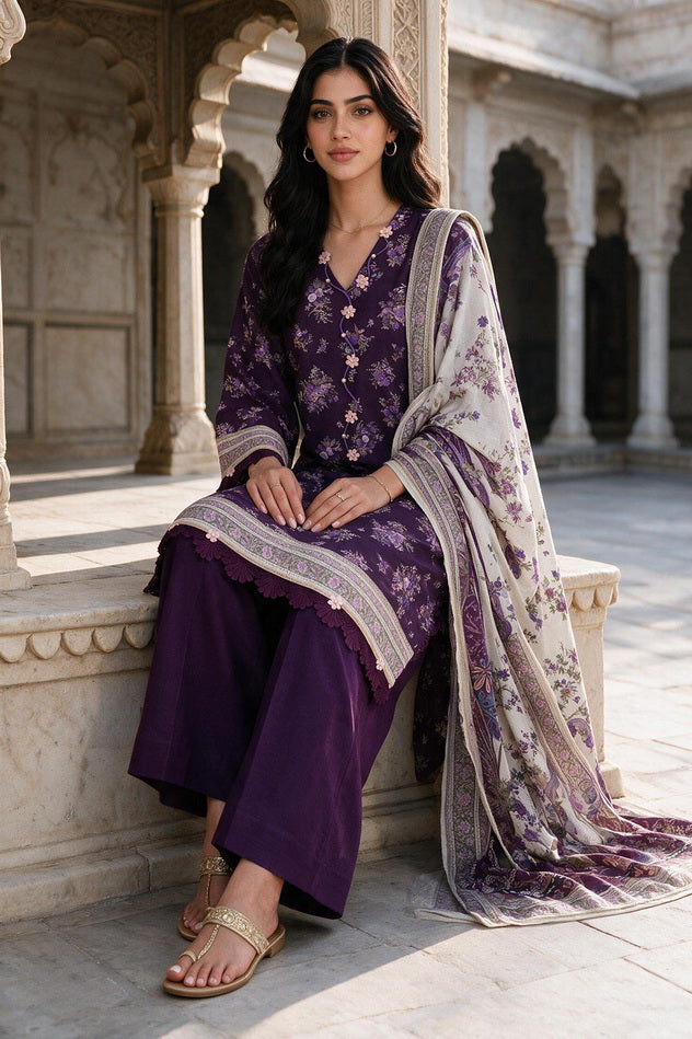 Zellbury Printed Khaddar Unstitched 3Pc Suit WUWQ1X30113