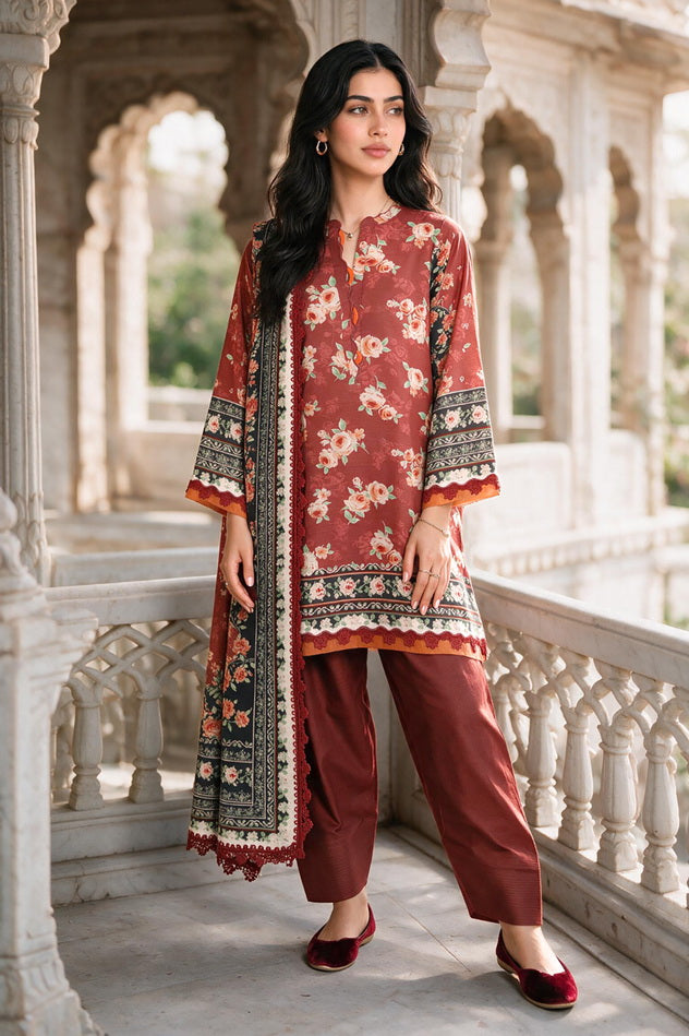 Zellbury Printed Khaddar Unstitched 3Pc Suit WUWQ1X30115
