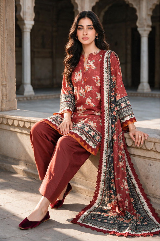 Zellbury Printed Khaddar Unstitched 3Pc Suit WUWQ1X30115