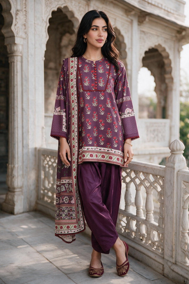 Zellbury Printed Khaddar Unstitched 3Pc Suit WUWQ1X30117