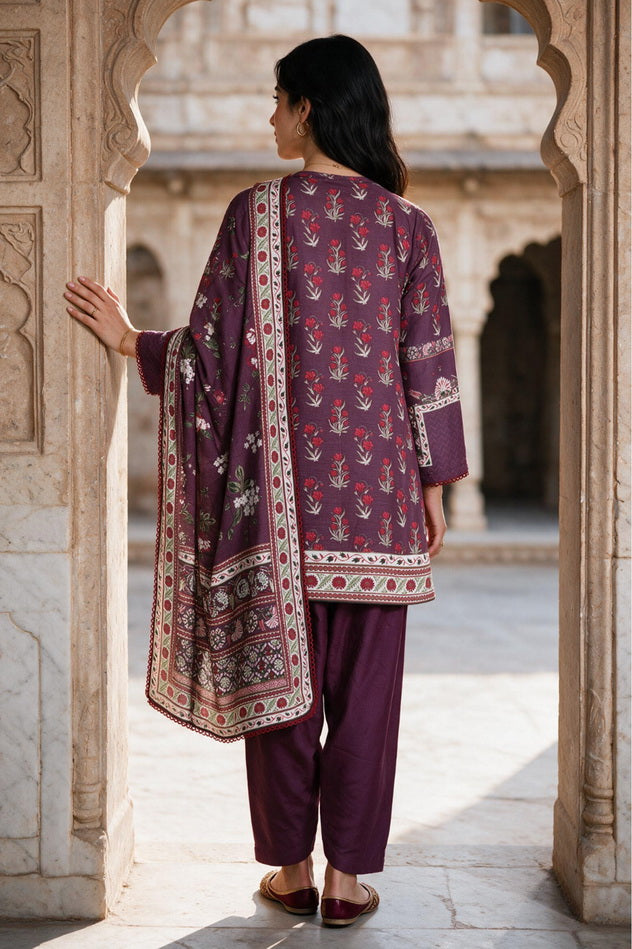 Zellbury Printed Khaddar Unstitched 3Pc Suit WUWQ1X30117