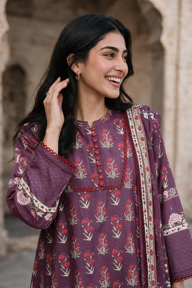 Zellbury Printed Khaddar Unstitched 3Pc Suit WUWQ1X30117