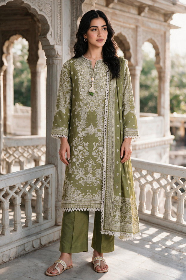 Zellbury Printed Khaddar Unstitched 3Pc Suit WUWQ1X30121