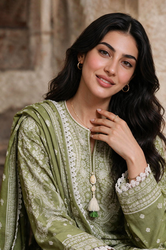 Zellbury Printed Khaddar Unstitched 3Pc Suit WUWQ1X30121