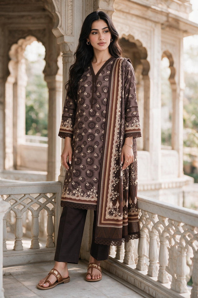 Zellbury Printed Khaddar Unstitched 3Pc Suit WUWQ1X30127