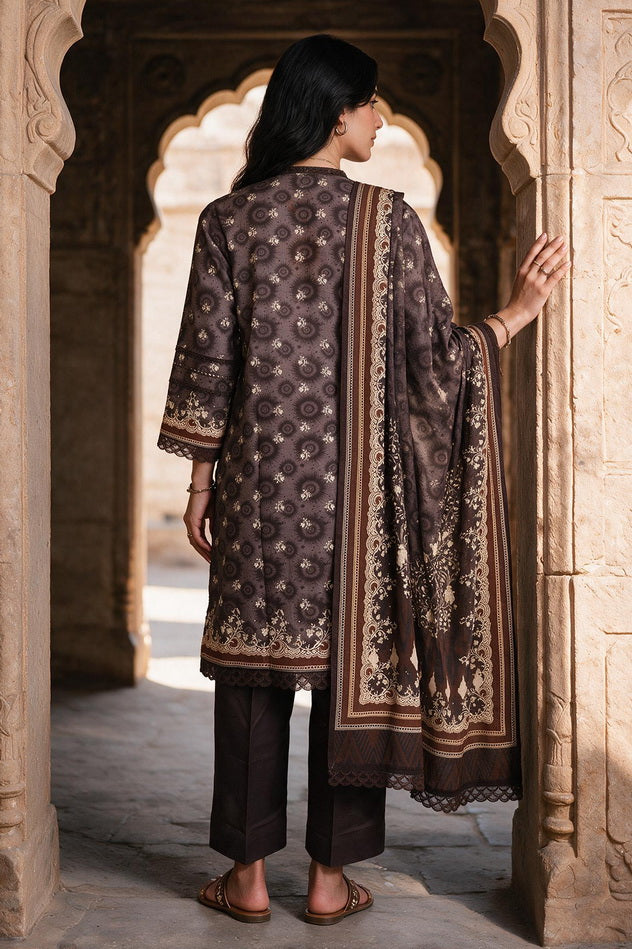 Zellbury Printed Khaddar Unstitched 3Pc Suit WUWQ1X30127
