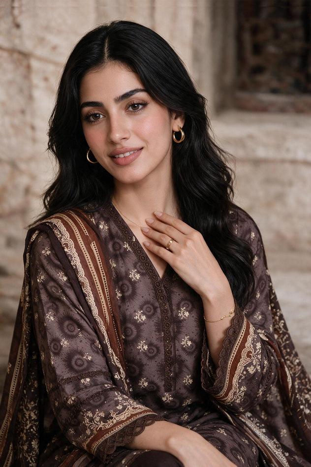Zellbury Printed Khaddar Unstitched 3Pc Suit WUWQ1X30127