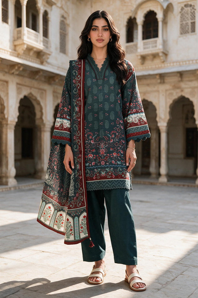 Zellbury Printed Khaddar Unstitched 3Pc Suit WUWQ1X30131