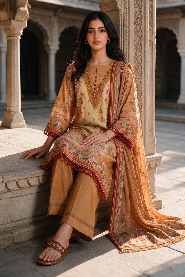Zellbury Printed Khaddar Unstitched 3Pc Suit WUWQ1X30133