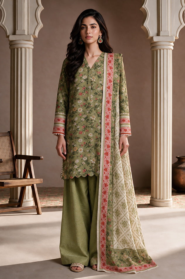 Zellbury Printed Khaddar Unstitched 3Pc Suit WUWQ1X30201
