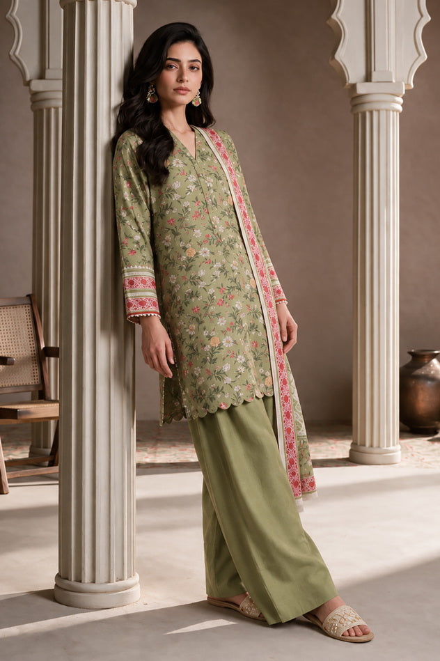 Zellbury Printed Khaddar Unstitched 3Pc Suit WUWQ1X30201