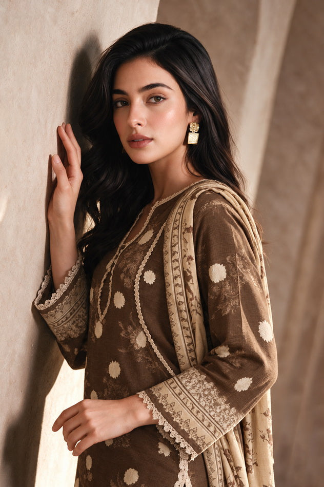Zellbury Printed Khaddar Unstitched 3Pc Suit WUWQ1X30214