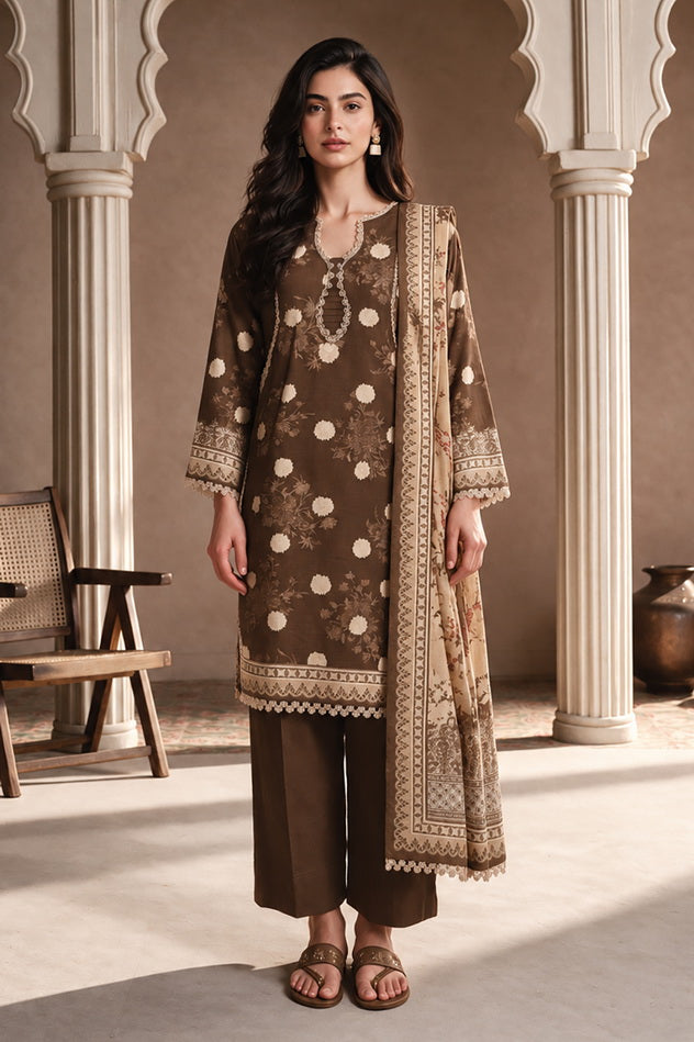 Zellbury Printed Khaddar Unstitched 3Pc Suit WUWQ1X30214