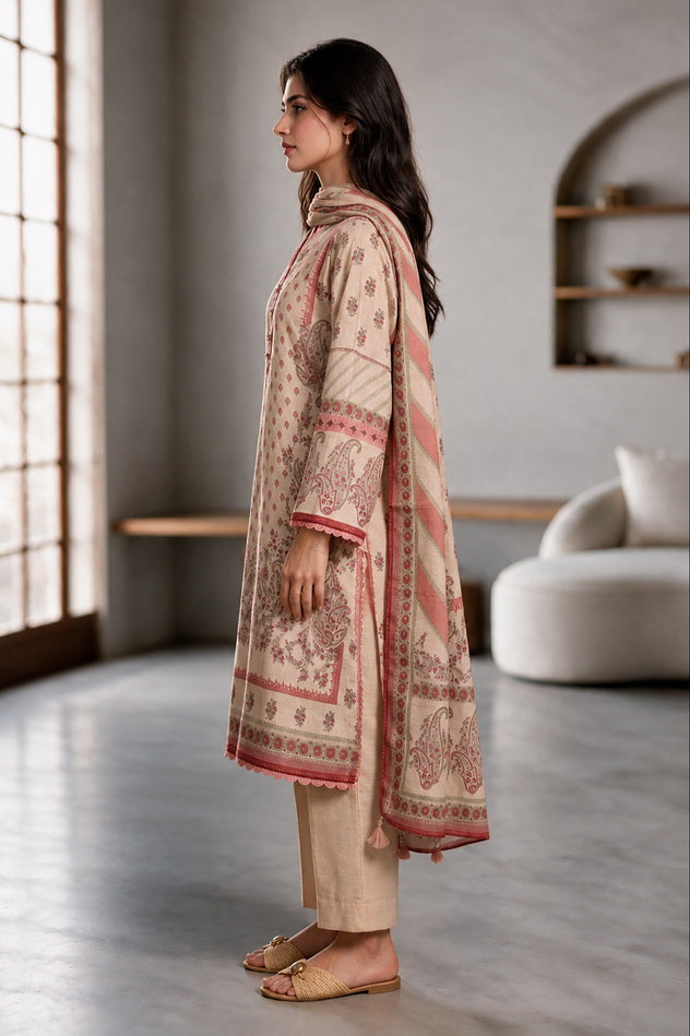 Zellbury Printed Khaddar Unstitched 3Pc Suit WUWQ1X30218