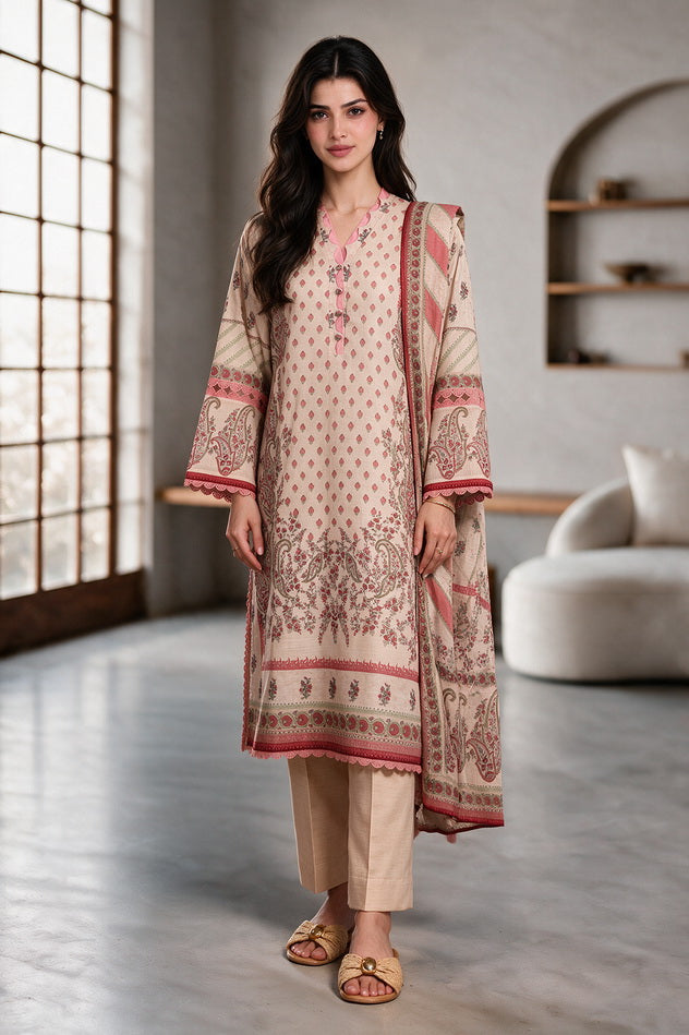 Zellbury Printed Khaddar Unstitched 3Pc Suit WUWQ1X30218