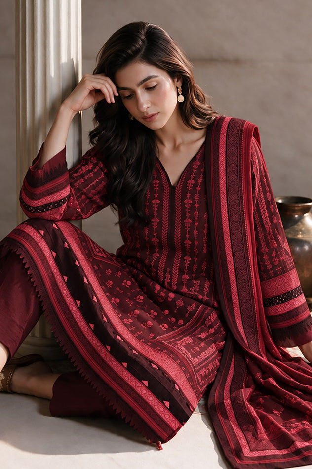 Zellbury Printed Khaddar Unstitched 3Pc Suit WUWQ1X30226