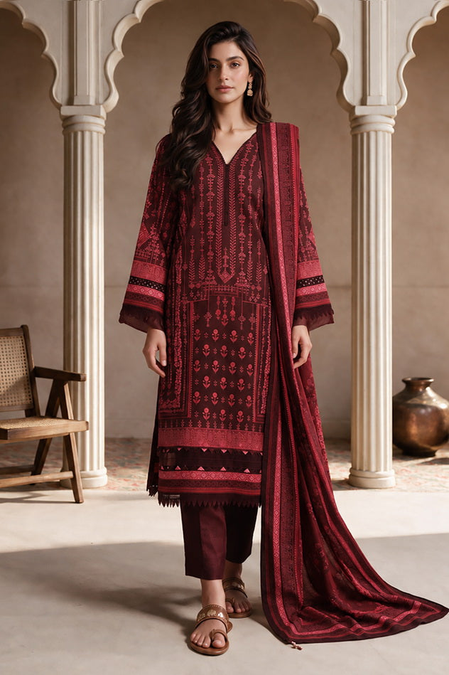 Zellbury Printed Khaddar Unstitched 3Pc Suit WUWQ1X30226
