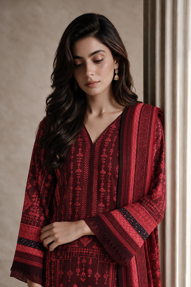 Zellbury Printed Khaddar Unstitched 3Pc Suit WUWQ1X30226