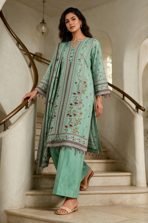 Zellbury Printed Khaddar Unstitched 3Pc Suit WUWQ1X30290