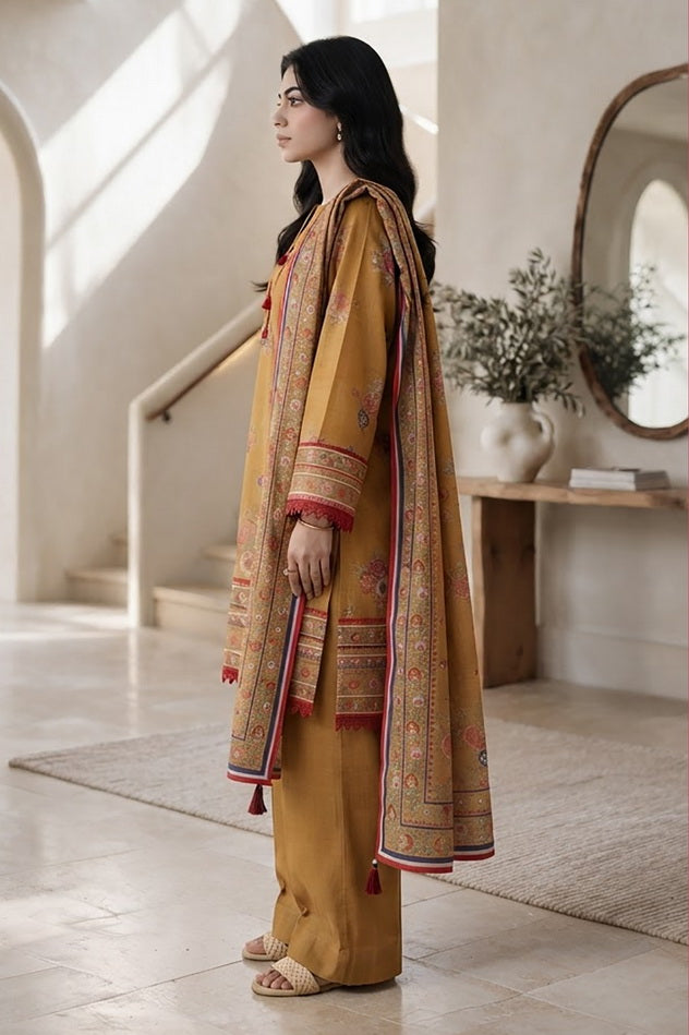 Zellbury Printed Khaddar Unstitched 3Pc Suit WUWQ1X30296