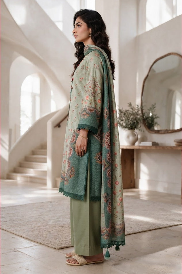 Zellbury Printed Khaddar Unstitched 3Pc Suit WUWQ1X30300