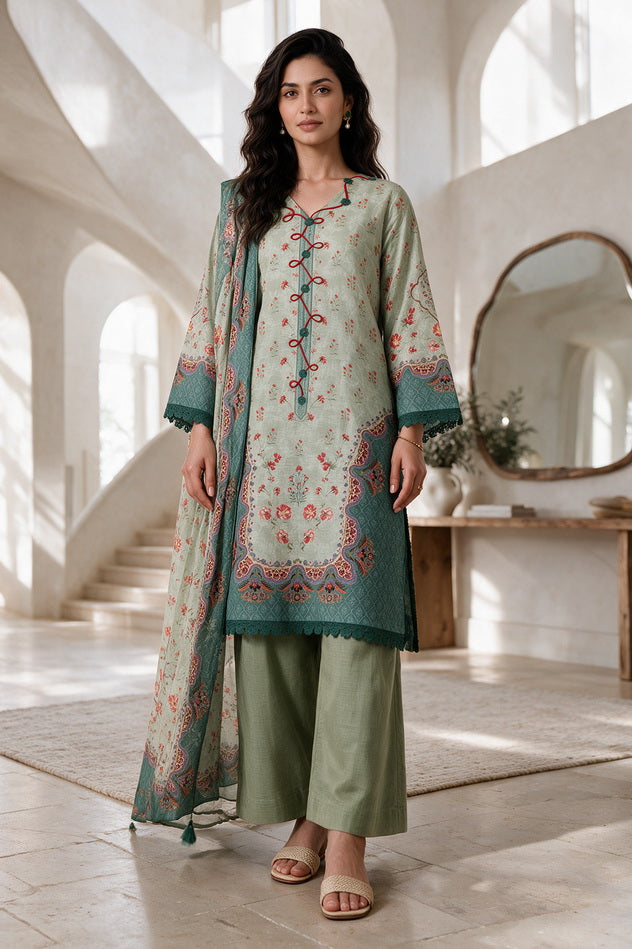 Zellbury Printed Khaddar Unstitched 3Pc Suit WUWQ1X30300